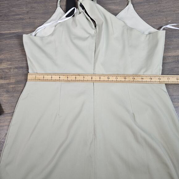 Lulus Mini Dress What a Stunner Sage Green Satin Asymmetrical Womens XL - Picture 8 of 9
